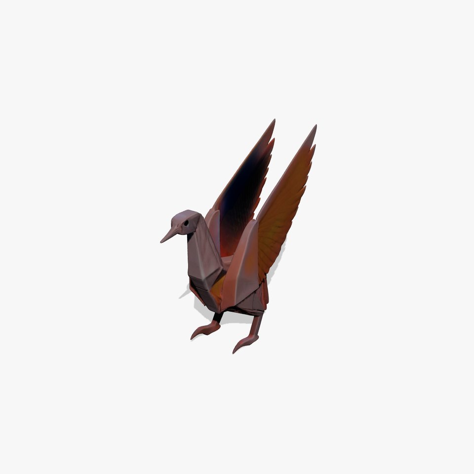 Stylized Origami Bird with Glowing Feathers model pack